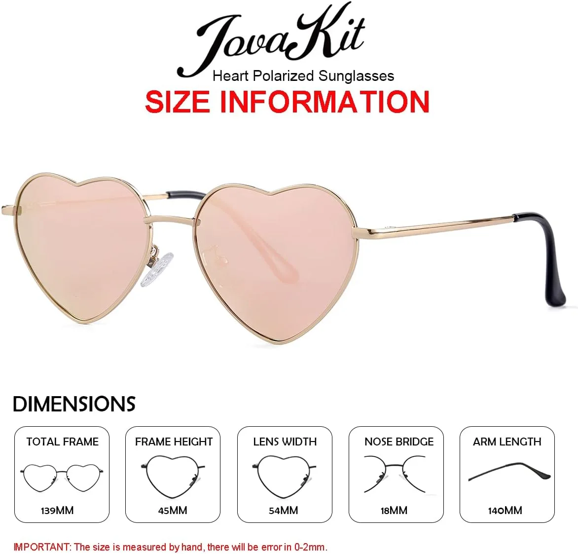 عینک آفتابی قلبی پلاریزه زنانه، فریم فلزی شیک و دوست داشتنی با لنز محافظ UV400
