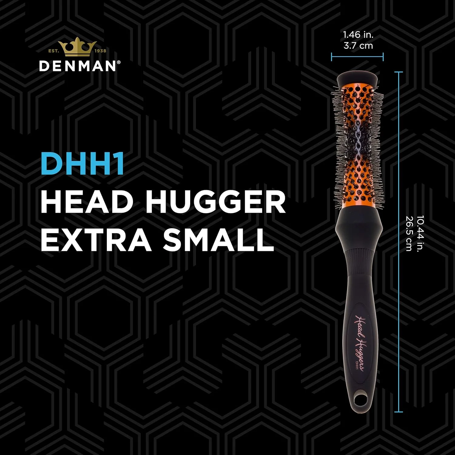 برس حرارتی سرامیکی کوچک دنمن مدل DHH1H - برس فر کننده مو برای خشک کردن، صاف کردن، ایجاد فرهای مشخص، حجم دادن و بلند کردن ریشه - نارنجی