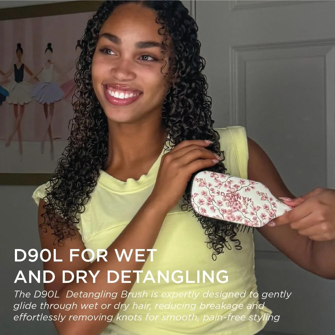 برس باز کننده گره مو دنمن آلتیمیت - برس باز کننده گره مو برای موهای بلند، کلاه گیس و اکستنشن - برس مو ایده آل برای زنان و مردان، مدل D90L شکوفه گیلاس