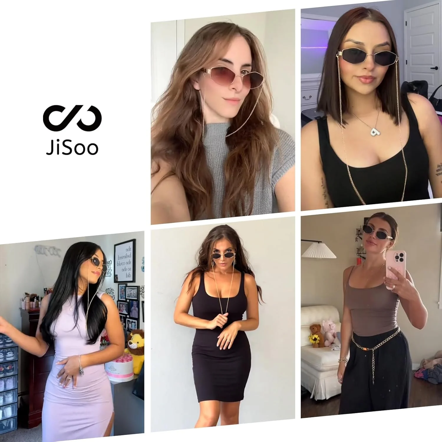 عینک آفتابی فلزی شش ضلعی JiSoo زنانه، طراحی قاب رترو، سبک کلاسیک با زنجیر محافظ UV400 عینک آفتابی فلزی شش ضلعی JiSoo زنانه، طراحی قاب رترو، سبک کلاسیک با زنجیر محافظ UV400
