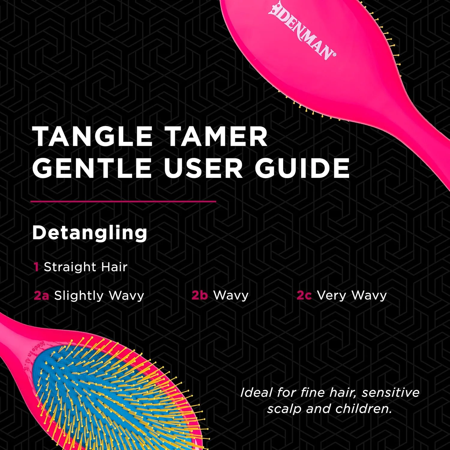 برس باز کننده گره مو دنمن مدل TANGLE TAMER D93 صورتی ملایم