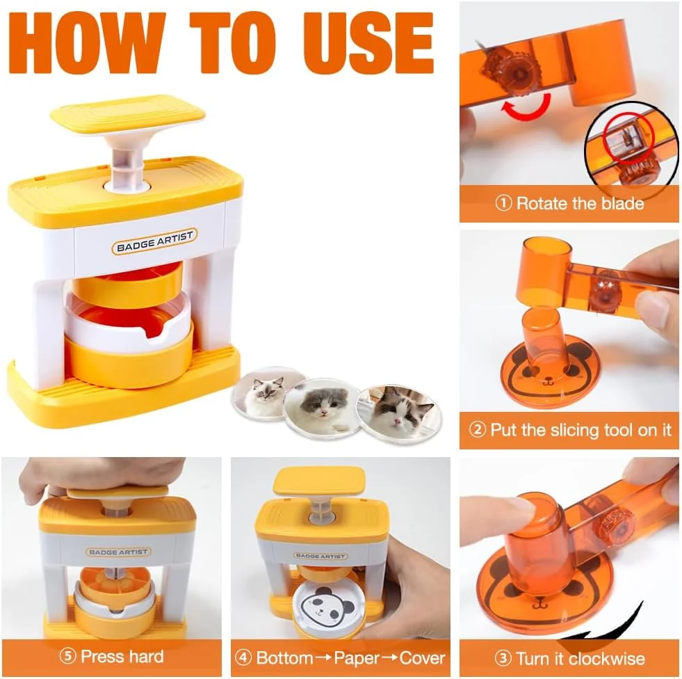 دستگاه دکمه ساز LYPPUL، کیت ساخت بج 55 میلی متری، دستگاه پرس بج با 48 عدد قطعات دکمه، برش دایره ای و استیکرهای زیبا، کیت ساخت پین گرد DIY برای هدایای مهمانی کودکان دستگاه دکمه ساز LYPPUL، کیت ساخت بج 55 میلی متری، دستگاه پرس بج با 48 عدد قطعات دکمه، برش دایره ای و استیکرهای زیبا، کیت ساخت پین گرد DIY برای هدایای مهمانی کودکان