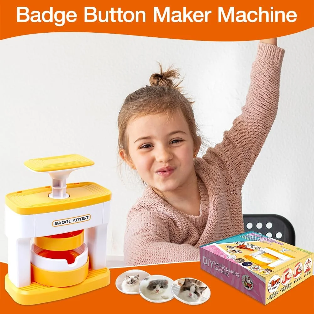 دستگاه دکمه ساز LYPPUL، کیت ساخت بج 55 میلی متری، دستگاه پرس بج با 48 عدد قطعات دکمه، برش دایره ای و استیکرهای زیبا، کیت ساخت پین گرد DIY برای هدایای مهمانی کودکان دستگاه دکمه ساز LYPPUL، کیت ساخت بج 55 میلی متری، دستگاه پرس بج با 48 عدد قطعات دکمه، برش دایره ای و استیکرهای زیبا، کیت ساخت پین گرد DIY برای هدایای مهمانی کودکان