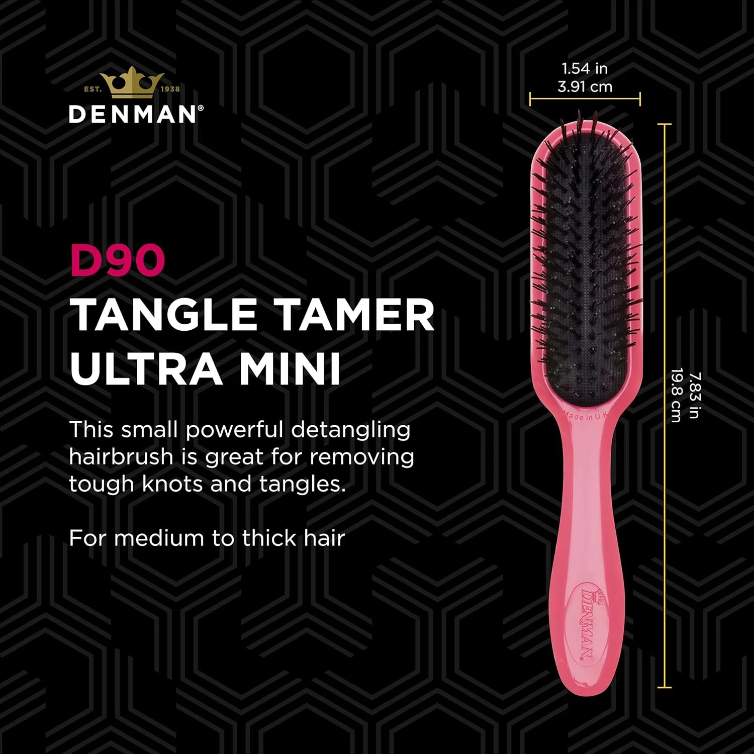 برس مو دنمن مدل D90 TANGLE TAMER صورتی