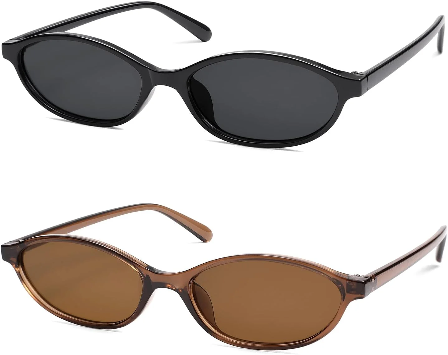 HERJOUR Retro Oval Cat Eye Sunglasses for Women Y2k Trendy Narrow Sunnies Designer Sun Glasses AR82253