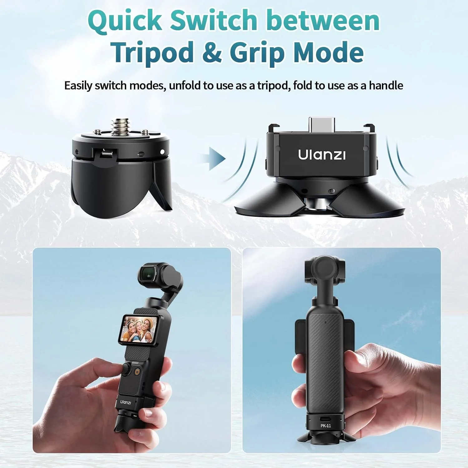 مجموعه پایه پایه کوتاه ULANZI Pocket 3، مناسب برای DJI Osmo Pocket 3، شامل مینی سه پایه Pocket3 + پایه موقعیت یابی Arri (Type-C)، باز و بسته شدن خودکار، آماده برای ایستادن، مینی و قابل حمل مجموعه پایه پایه کوتاه ULANZI Pocket 3، مناسب برای DJI Osmo Pocket 3، شامل مینی سه پایه Pocket3 + پایه موقعیت یابی Arri (Type-C)، باز و بسته شدن خودکار، آماده برای ایستادن، مینی و قابل حمل