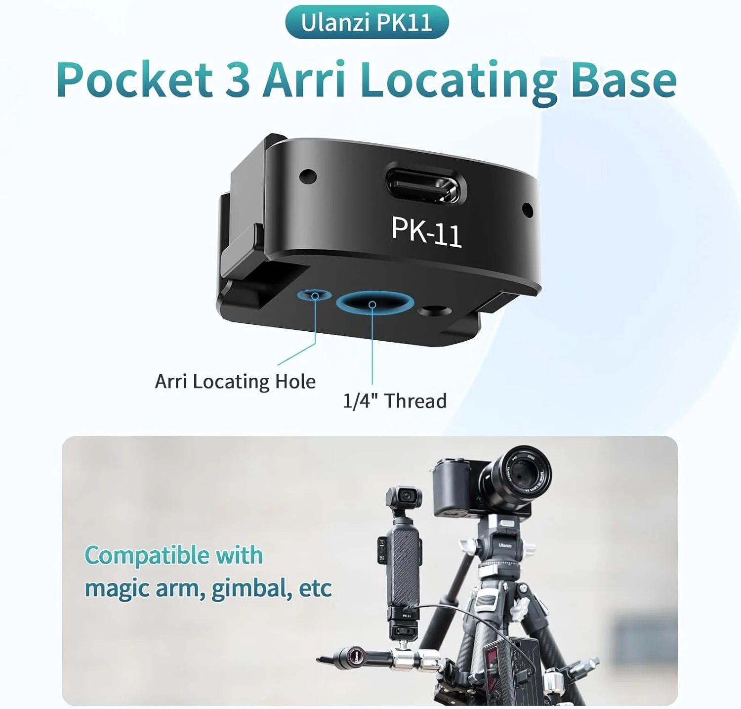 مجموعه پایه پایه کوتاه ULANZI Pocket 3، مناسب برای DJI Osmo Pocket 3، شامل مینی سه پایه Pocket3 + پایه موقعیت یابی Arri (Type-C)، باز و بسته شدن خودکار، آماده برای ایستادن، مینی و قابل حمل مجموعه پایه پایه کوتاه ULANZI Pocket 3، مناسب برای DJI Osmo Pocket 3، شامل مینی سه پایه Pocket3 + پایه موقعیت یابی Arri (Type-C)، باز و بسته شدن خودکار، آماده برای ایستادن، مینی و قابل حمل
