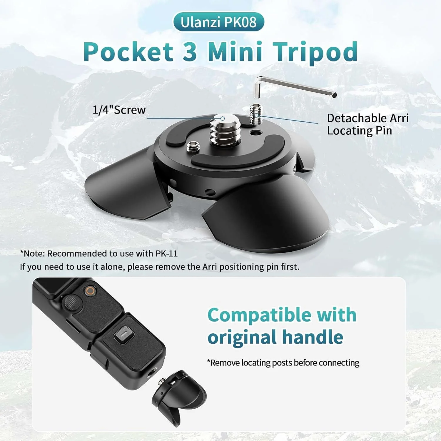 مجموعه پایه پایه کوتاه ULANZI Pocket 3، مناسب برای DJI Osmo Pocket 3، شامل مینی سه پایه Pocket3 + پایه موقعیت یابی Arri (Type-C)، باز و بسته شدن خودکار، آماده برای ایستادن، مینی و قابل حمل مجموعه پایه پایه کوتاه ULANZI Pocket 3، مناسب برای DJI Osmo Pocket 3، شامل مینی سه پایه Pocket3 + پایه موقعیت یابی Arri (Type-C)، باز و بسته شدن خودکار، آماده برای ایستادن، مینی و قابل حمل