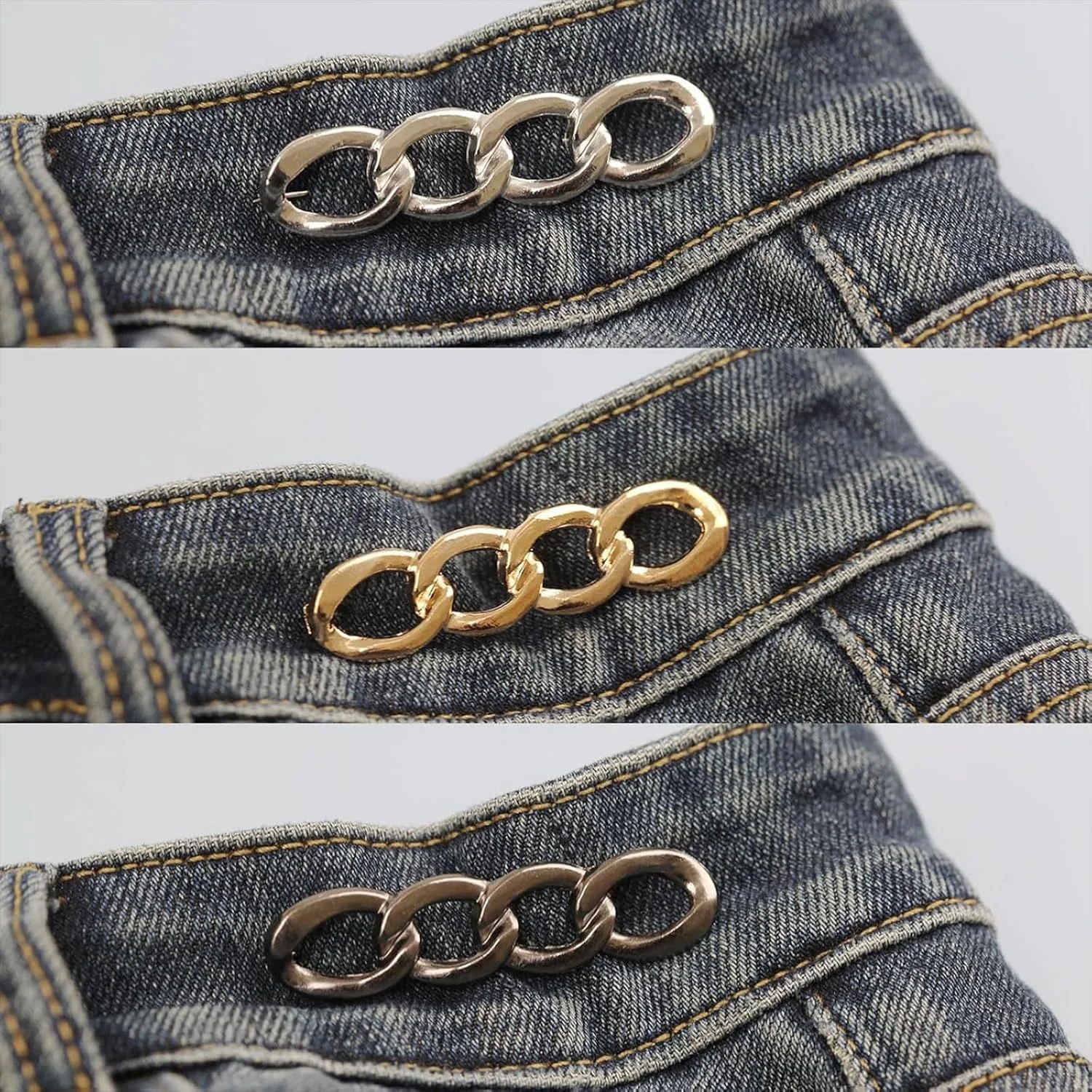 گیره تنظیم کمر شلوار LunarCharm، بسته 6 عددی، گیره های کاربردی برای تنگ کردن کمر و بند شلوار، ایده آل برای دکمه های قابل تنظیم شلوار جین، چند رنگ، XL