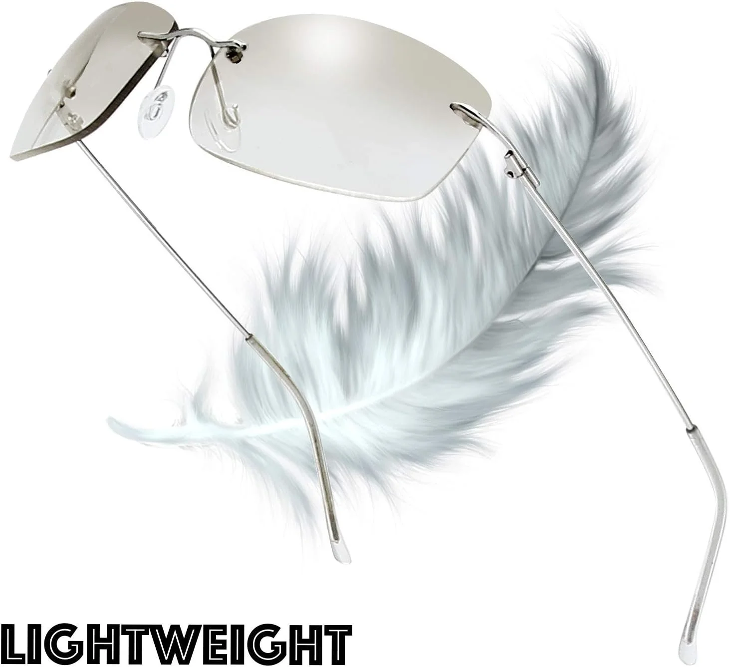 عینک آفتابی مستطیلی کوچک مینیمالیستی و شفاف با لولای فنری - بسته بندی جعبه هدیه