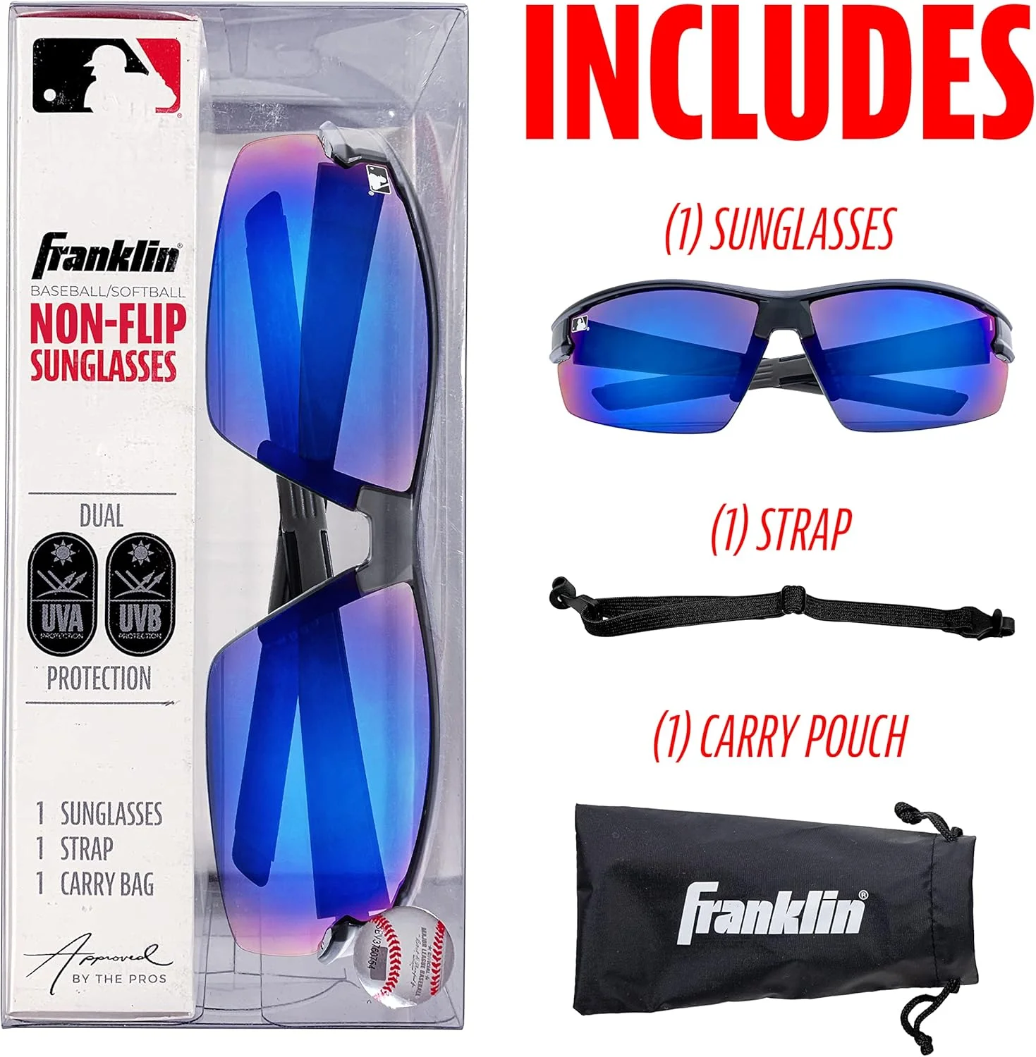 عینک آفتابی بیسبال + سافت بال فرانکلین اسپورتس - عینک آفتابی ورزشی مردانه + زنانه - عینک های سایه دار تاشو + عینک های غیر تاشو