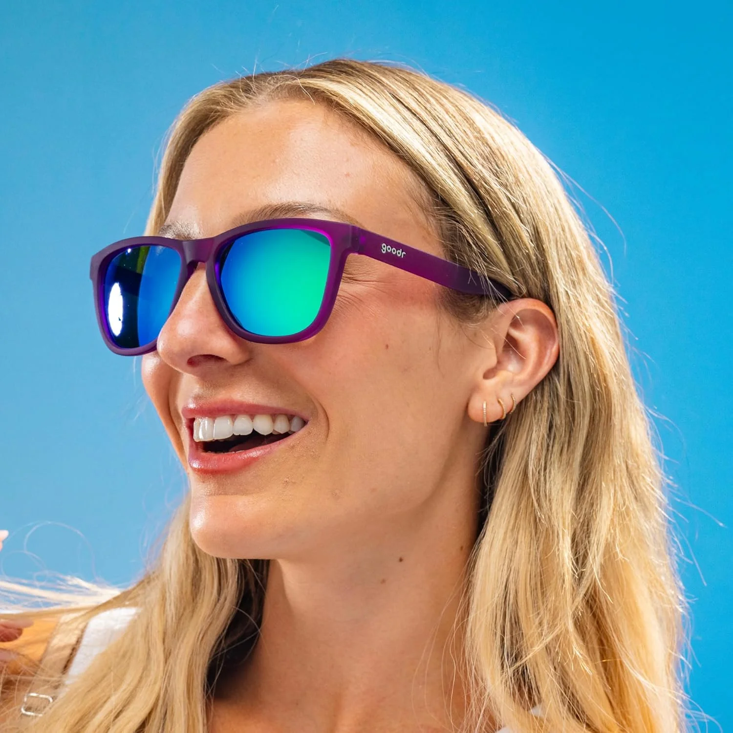 عینک آفتابی پولاریزه مردانه و زنانه goodr مدل Gardening with a Kraken d OG لنز بنفش تیره شفاف با لنز بازتابنده آینه ای سبز روشن محافظت UV400 بدون لغزش بدون پرش، M