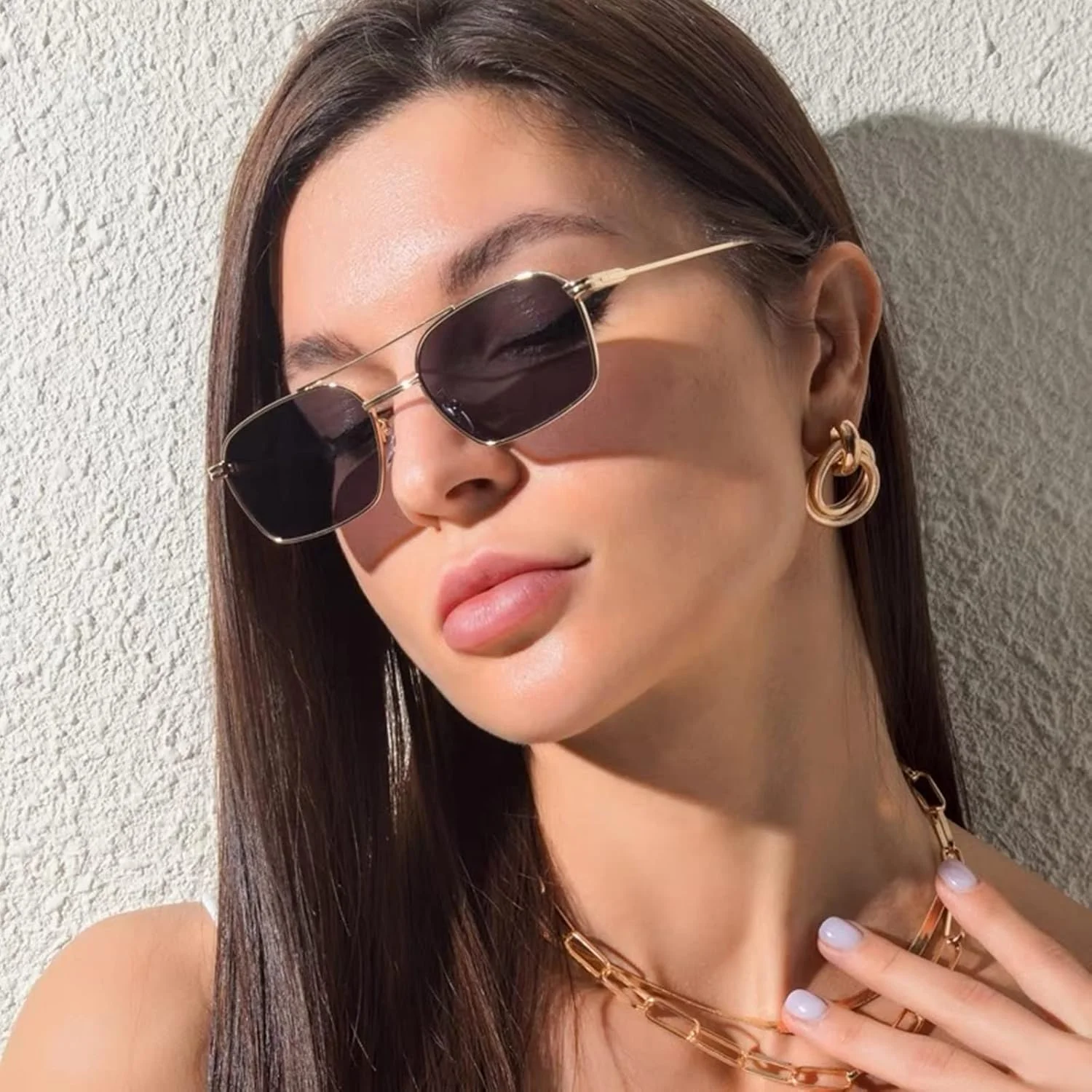 عینک آفتابی مربعی FEISEDY زنانه مردانه فریم فلزی رترو محافظت UV400 مدل B1036 عینک آفتابی مربعی FEISEDY زنانه مردانه فریم فلزی رترو محافظت UV400 مدل B1036