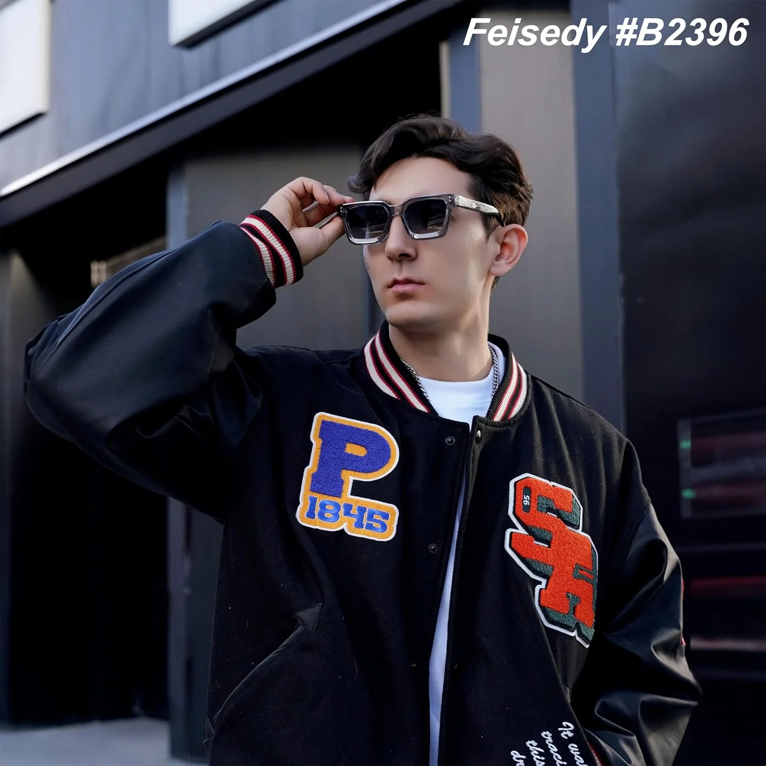 عینک آفتابی پلاریزه FEISEDY مردانه زنانه با فریم ضخیم مربعی مستحکم و محافظت UV400 مدل B2396