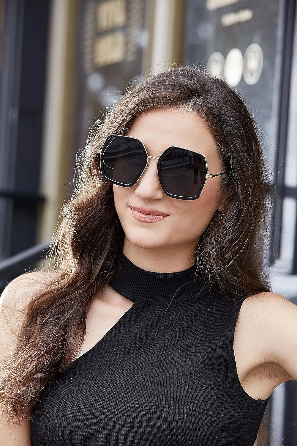 عینک آفتابی زنانه FEISEDY با طراحی شش ضلعی بزرگ و فشن، مدل B2503 عینک آفتابی زنانه FEISEDY با طراحی شش ضلعی بزرگ و فشن، مدل B2503