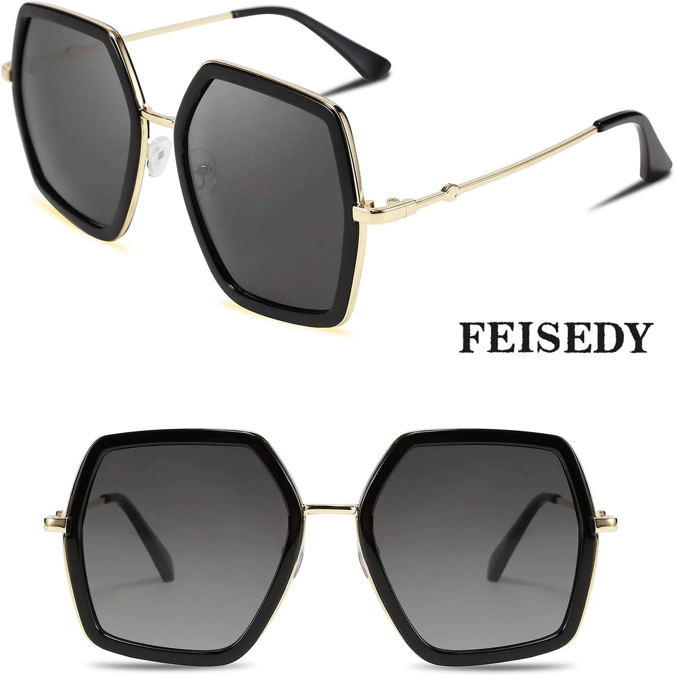 عینک آفتابی زنانه FEISEDY با طراحی شش ضلعی بزرگ و فشن، مدل B2503 عینک آفتابی زنانه FEISEDY با طراحی شش ضلعی بزرگ و فشن، مدل B2503