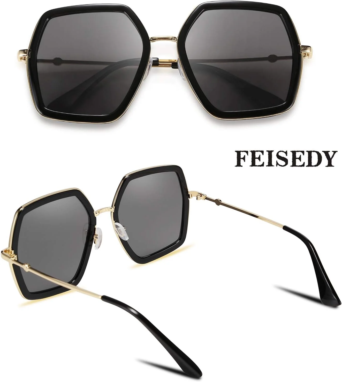 عینک آفتابی زنانه FEISEDY با طراحی شش ضلعی بزرگ و فشن، مدل B2503 عینک آفتابی زنانه FEISEDY با طراحی شش ضلعی بزرگ و فشن، مدل B2503
