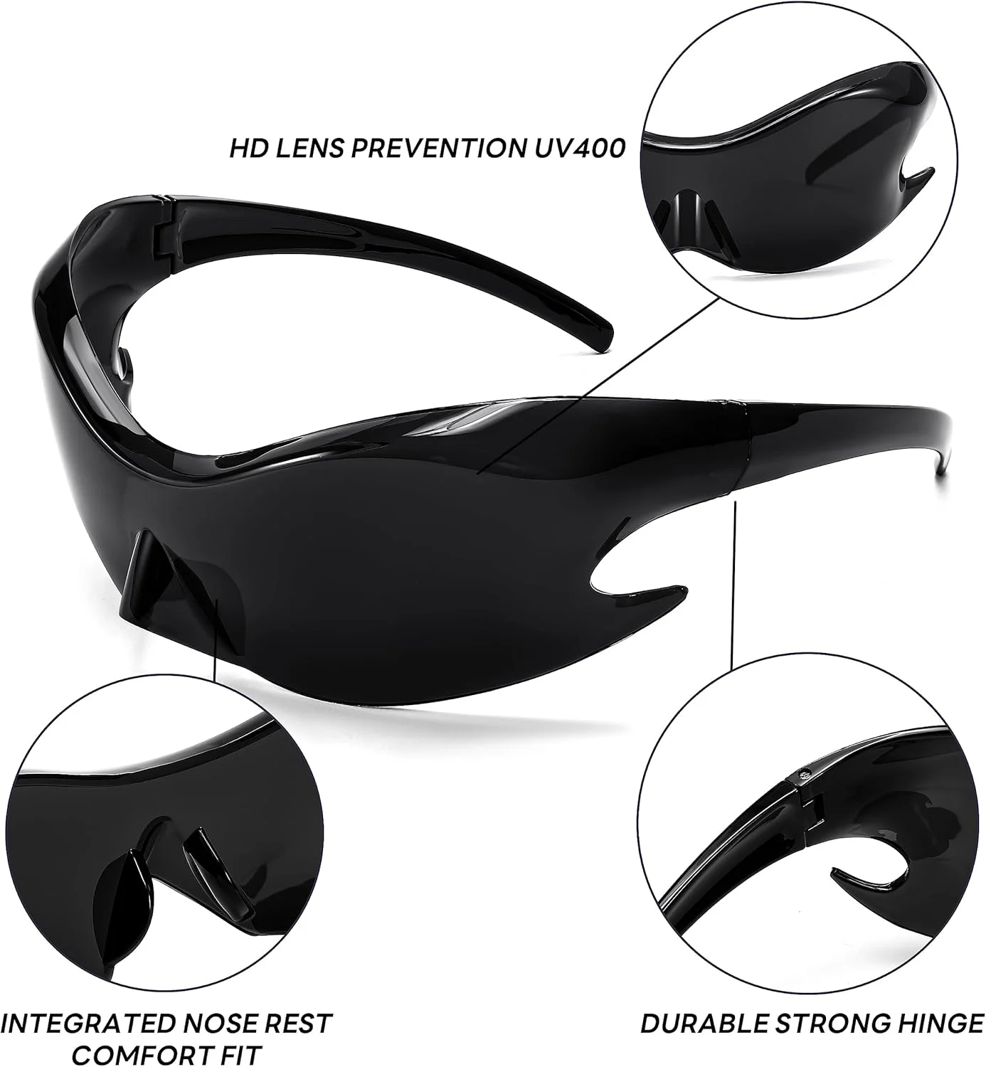 عینک آفتابی فایسدی مدل Futuristic، فشن Alien Y2K Wrap Around مناسب برای زنان و مردان B4135 عینک آفتابی فایسدی مدل Futuristic، فشن Alien Y2K Wrap Around مناسب برای زنان و مردان B4135
