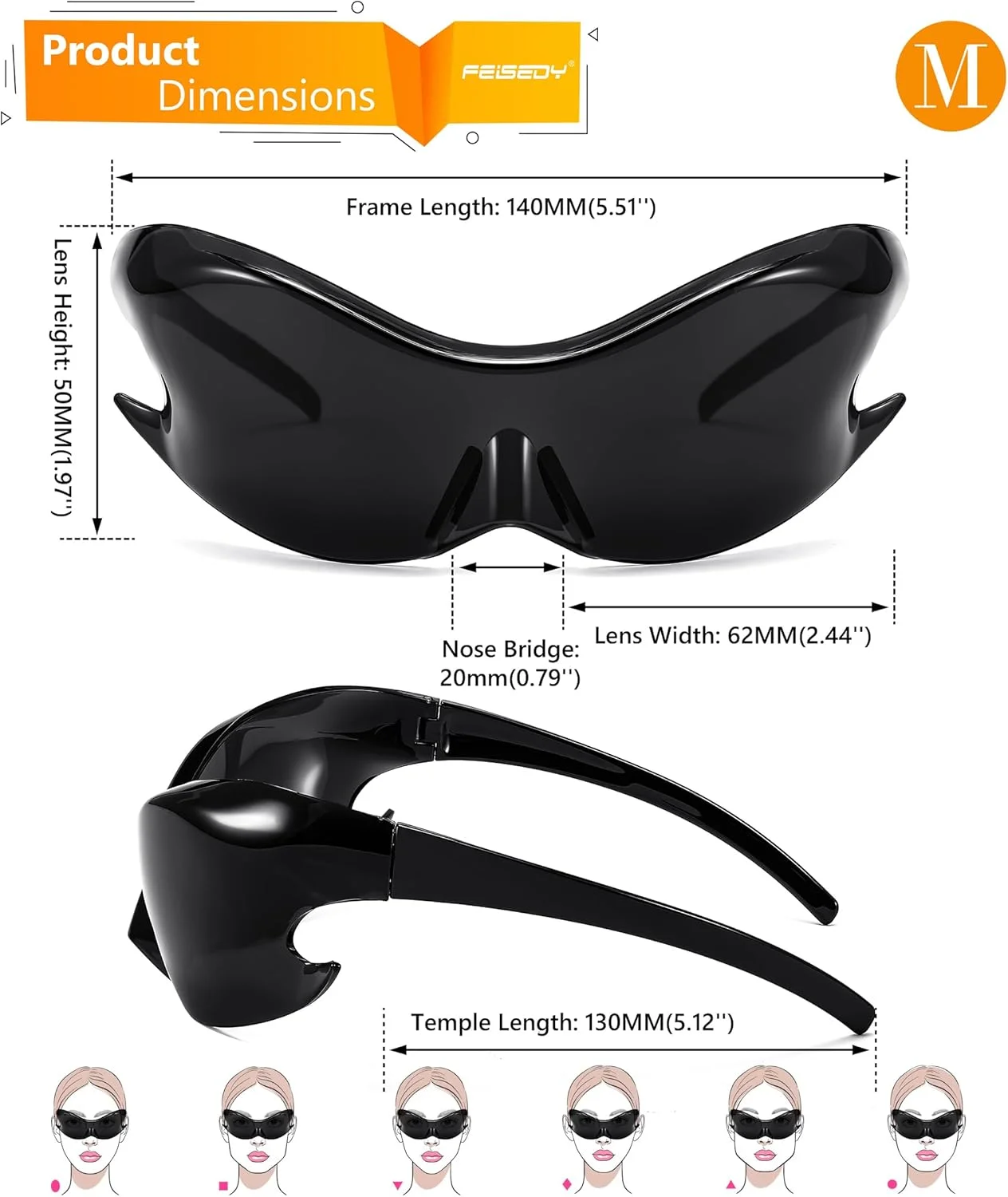 عینک آفتابی فایسدی مدل Futuristic، فشن Alien Y2K Wrap Around مناسب برای زنان و مردان B4135 عینک آفتابی فایسدی مدل Futuristic، فشن Alien Y2K Wrap Around مناسب برای زنان و مردان B4135
