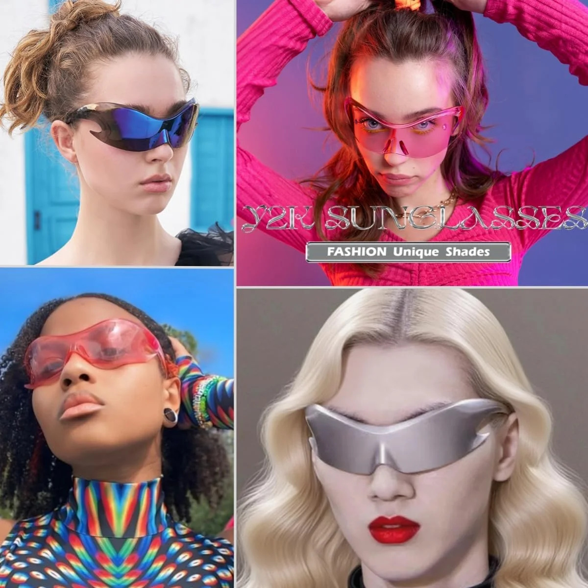 عینک آفتابی فایسدی مدل Futuristic، فشن Alien Y2K Wrap Around مناسب برای زنان و مردان B4135 عینک آفتابی فایسدی مدل Futuristic، فشن Alien Y2K Wrap Around مناسب برای زنان و مردان B4135
