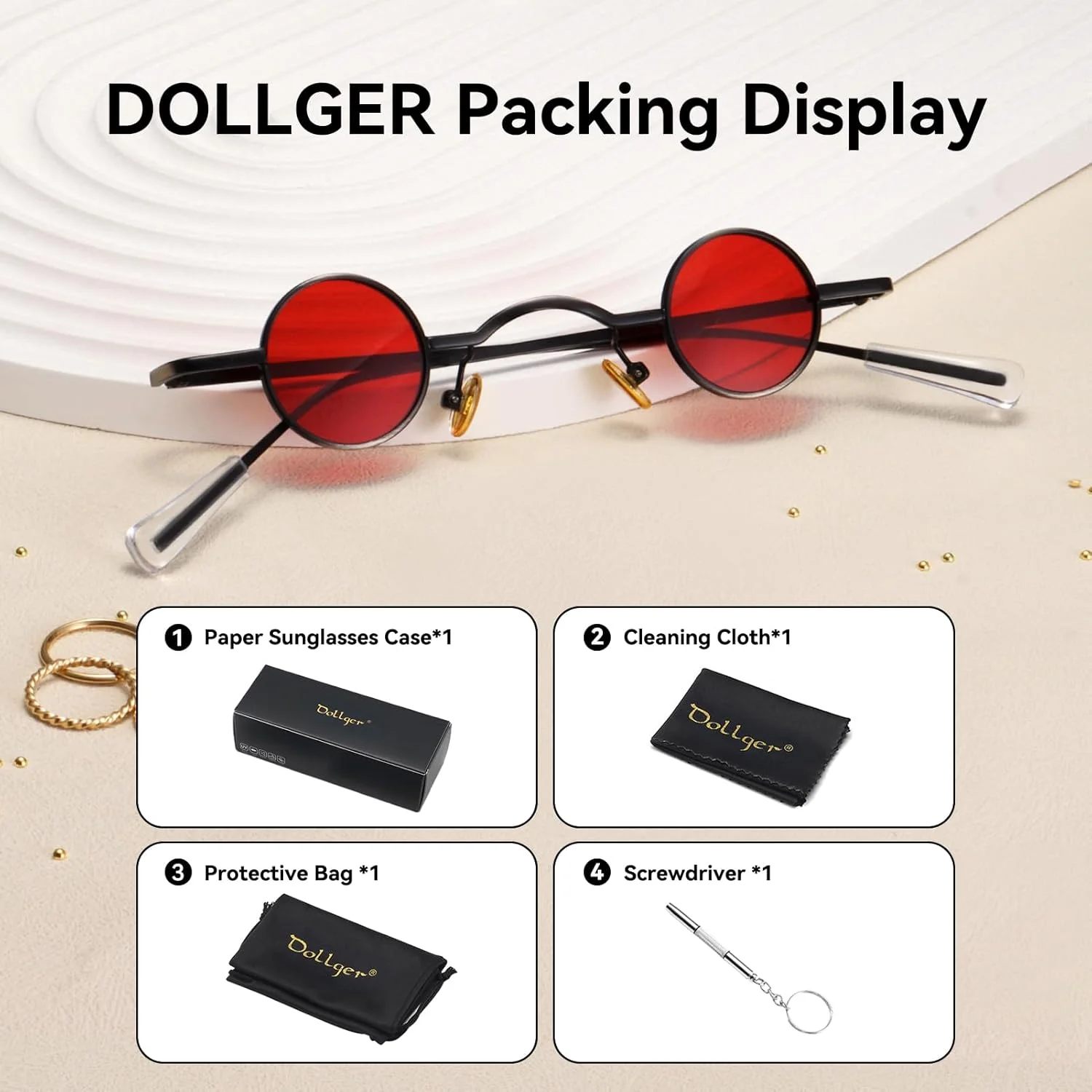 عینک آفتابی پانک Dollger، دایرهای هیپی دهه 70، عینک آفتابی کوچک عینک آفتابی پانک Dollger، دایرهای هیپی دهه 70، عینک آفتابی کوچک