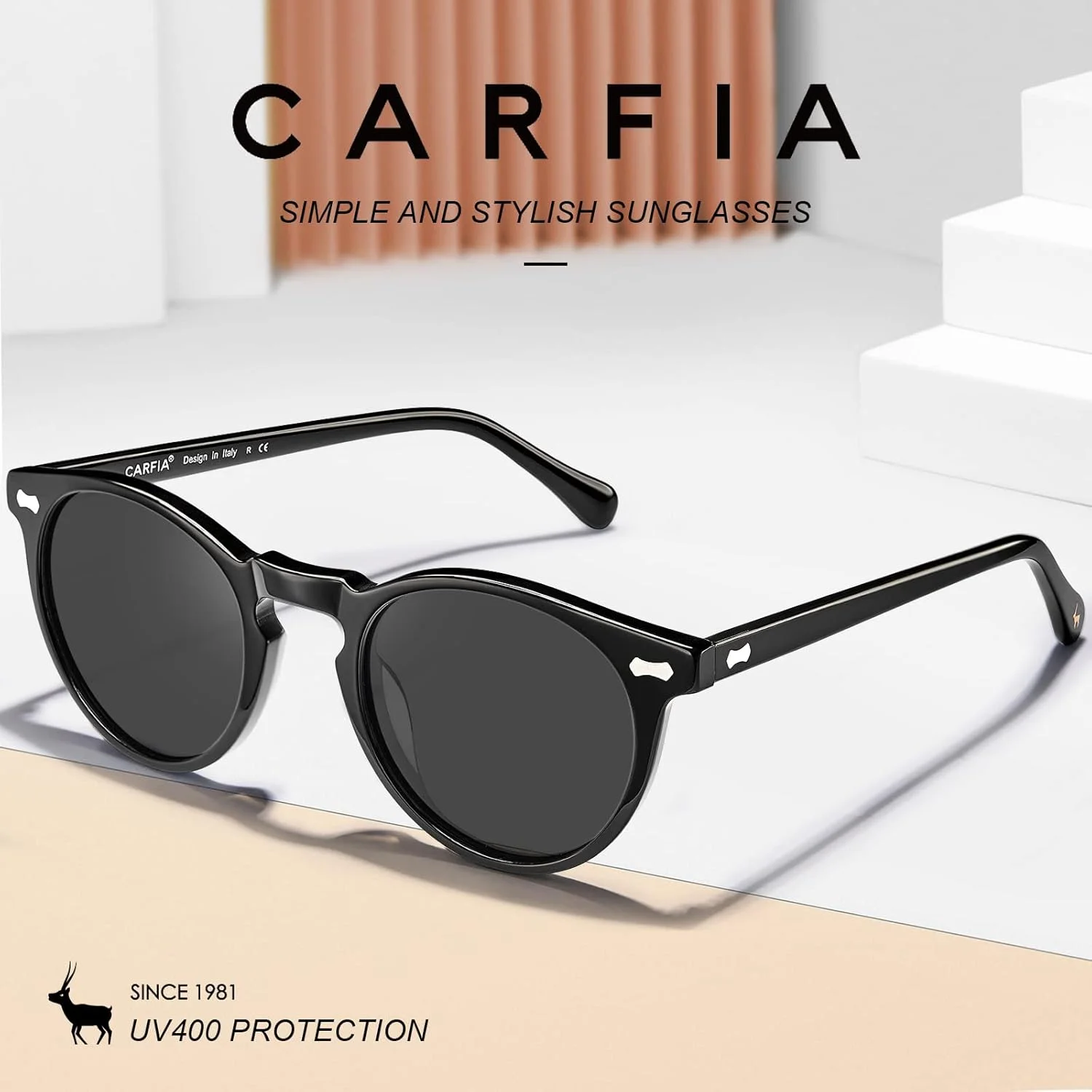 عینک آفتابی پلاریزه زنانه Carfia با طراحی وینتیج و لنز محافظ UV400 و فریم استات