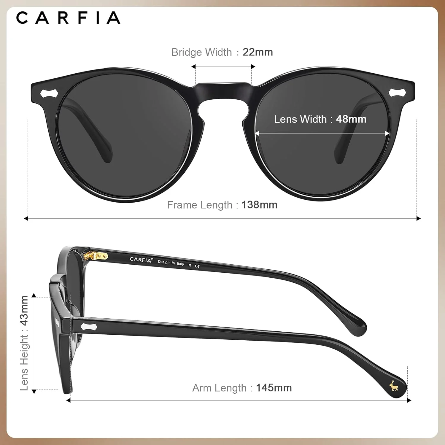 عینک آفتابی پلاریزه زنانه Carfia با طراحی وینتیج و لنز محافظ UV400 و فریم استات