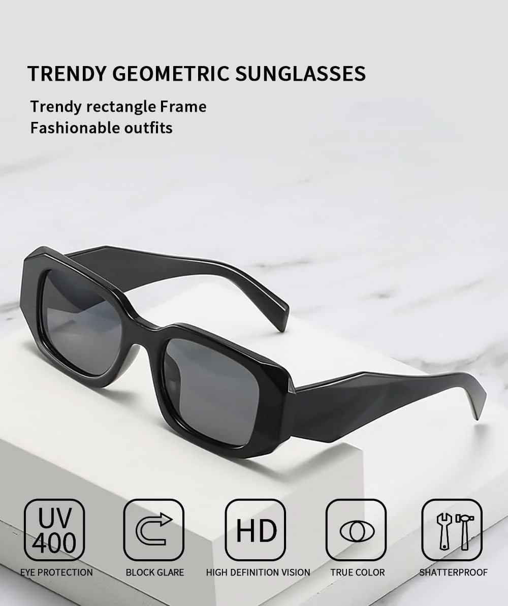 عینک آفتابی مستطیلی شیک BOJOD برای زنان و مردان، عینک آفتابی بیضی رترو دهه 90، سایه های مربعی مشکی عینک آفتابی مستطیلی شیک BOJOD برای زنان و مردان، عینک آفتابی بیضی رترو دهه 90، سایه های مربعی مشکی