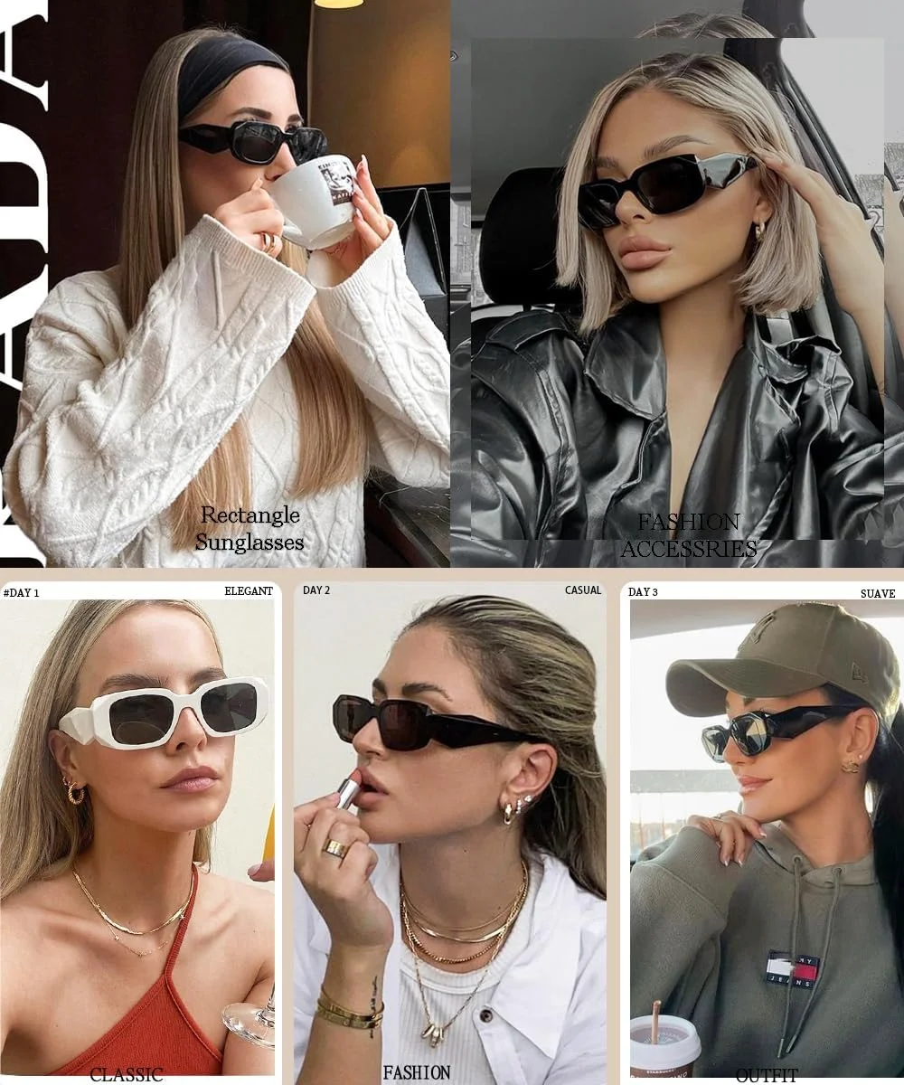 عینک آفتابی مستطیلی شیک BOJOD برای زنان و مردان، عینک آفتابی بیضی رترو دهه 90، سایه های مربعی مشکی عینک آفتابی مستطیلی شیک BOJOD برای زنان و مردان، عینک آفتابی بیضی رترو دهه 90، سایه های مربعی مشکی