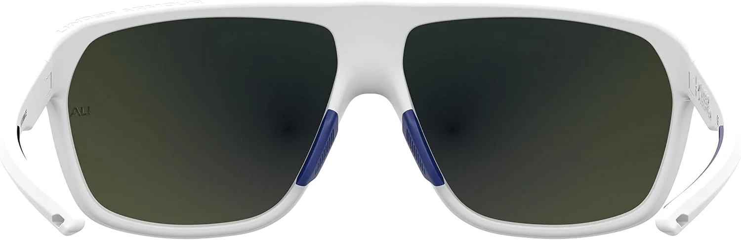 عینک آفتابی مستطیلی униsex UNDER ARMOUR DOMINATE با لنز آبی غیر پلاریزه، 62 میلی متر، سفید