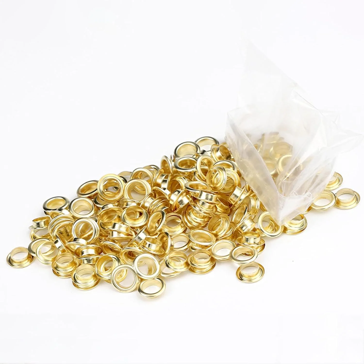 لینیوآرویی 300 عدد پرچ و واشر، پرچ 0.23 اینچی برای صنایع دستی DIY، برای پارچه چرمی لباس کفش اسکرپ بوک، پرچ برای پارچه، پرچ های کوچک (طلایی)