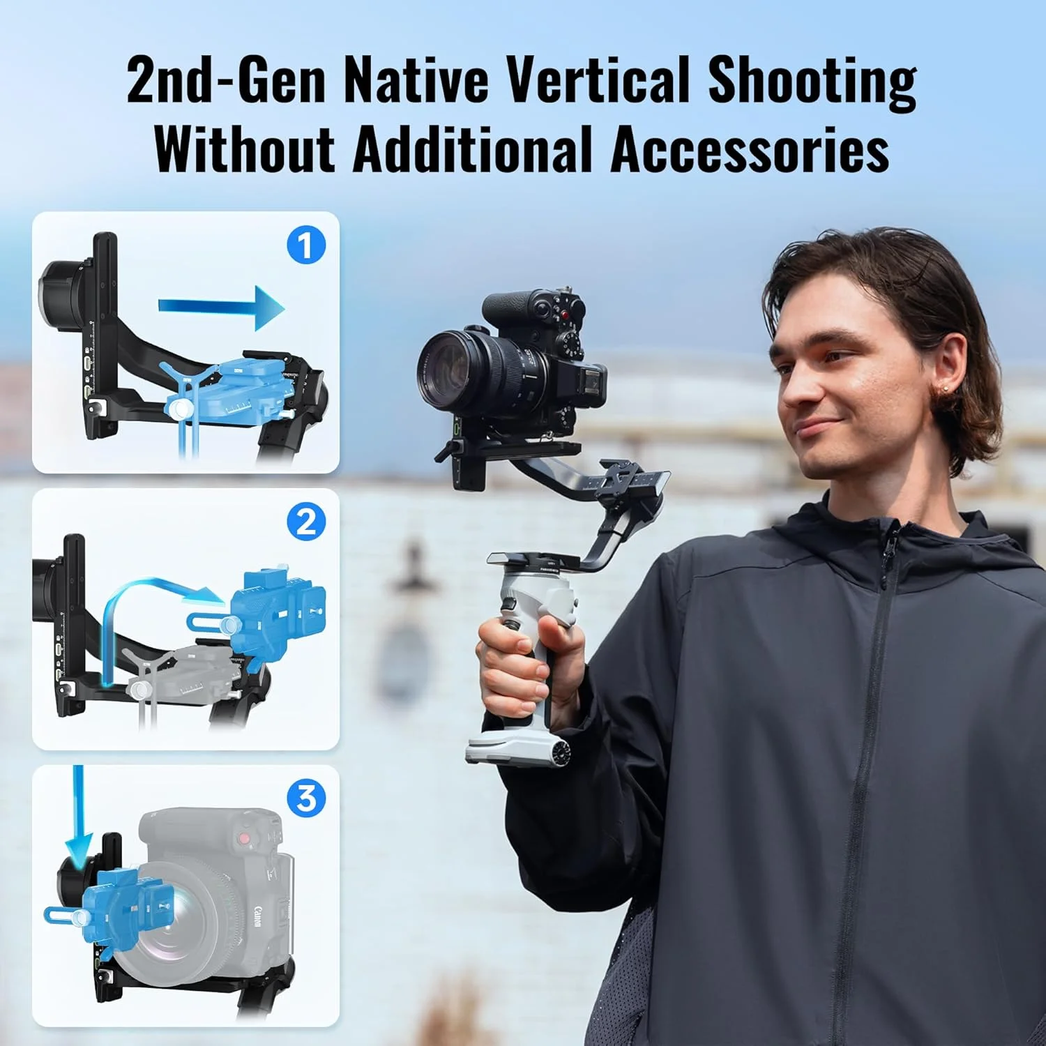 گیمبال دوربین ZHIYUN CINEPEER CRANE 4E [اورجینال] برای دوربین های DSLR و بدون آینه، گیمبال تثبیت کننده 3 محوره، تثبیت کننده دوربین سبک وزن برای نیکون/کانن/سونی/پاناسونیک/فوجی فیلم، خاکستری روشن