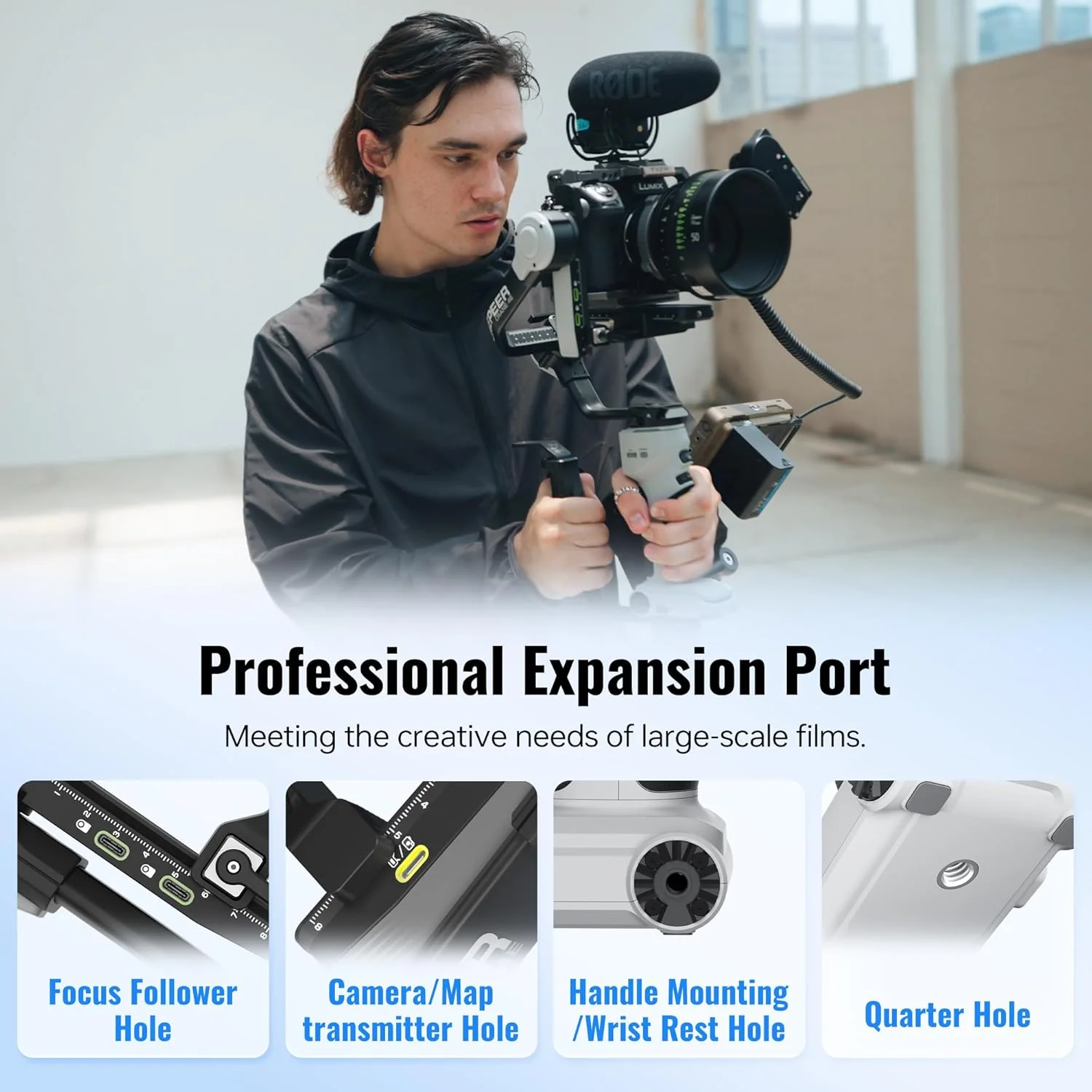 گیمبال دوربین ZHIYUN CINEPEER CRANE 4E [اورجینال] برای دوربین های DSLR و بدون آینه، گیمبال تثبیت کننده 3 محوره، تثبیت کننده دوربین سبک وزن برای نیکون/کانن/سونی/پاناسونیک/فوجی فیلم، خاکستری روشن
