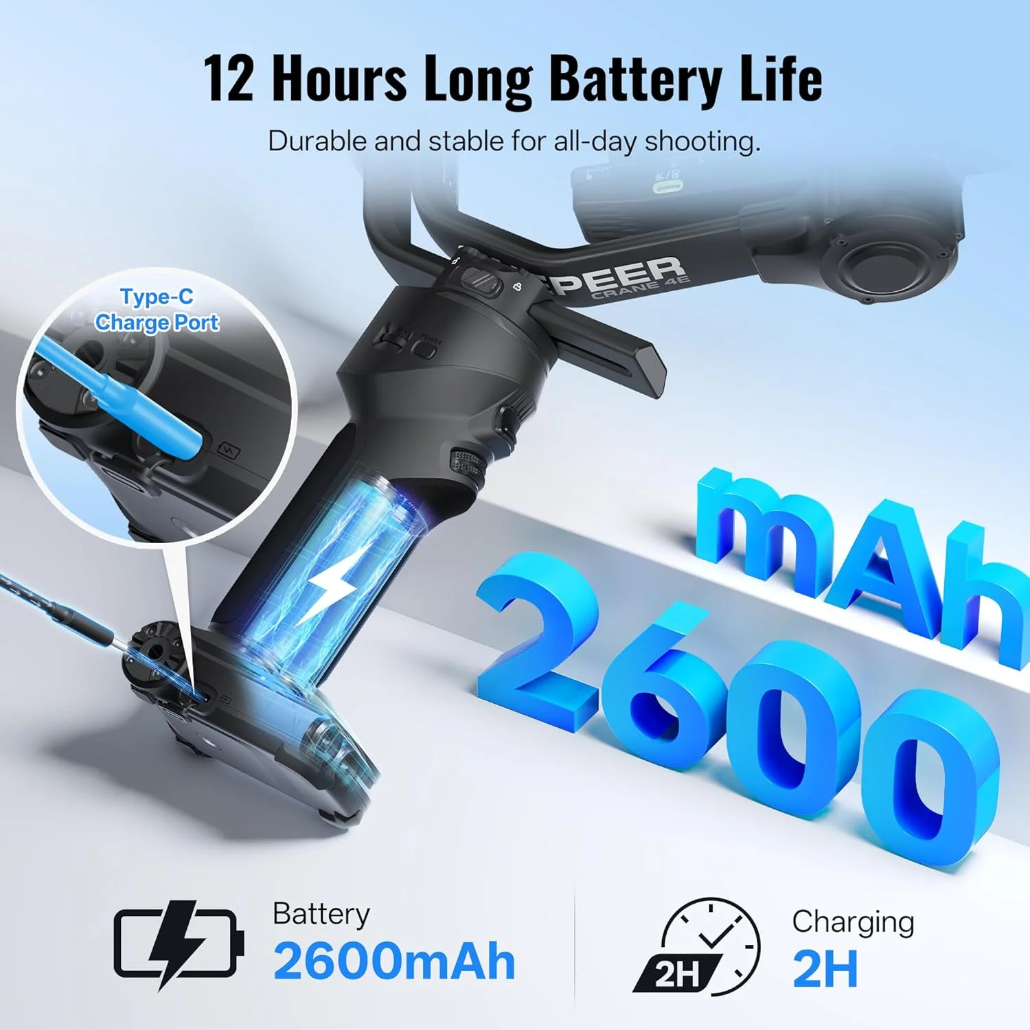 گیمبال دوربین ZHIYUN CINEPEER CRANE 4E برای دوربین های DSLR و بدون آینه، گیمبال تثبیت کننده 3 محوره، تثبیت کننده سبک دوربین برای Nikon/Canon/Sony/Panasonic/Fujifilm، خاکستری تیره گیمبال دوربین ZHIYUN CINEPEER CRANE 4E برای دوربین های DSLR و بدون آینه، گیمبال تثبیت کننده 3 محوره، تثبیت کننده سبک دوربین برای Nikon/Canon/Sony/Panasonic/Fujifilm، خاکستری تیره