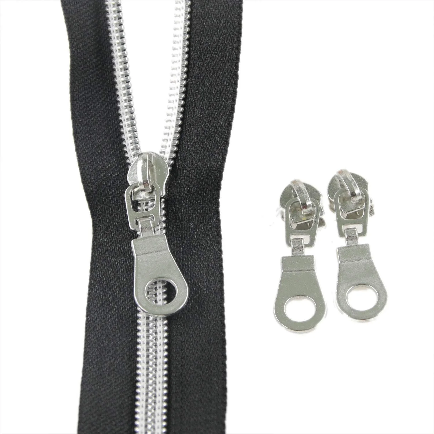 Leekayer #5 Silver Metallic Nylon Coil Zippers by The Yard Bulk 10 Yards Black Tape with 25pcs Silver Sliders for DIY Sewing Tailor Craft Bag(Black) Leekayer #5 Silver Metallic Nylon Coil Zippers by The Yard Bulk 10 Yards Black Tape with 25pcs Silver Sliders for DIY Sewing Tailor Craft Bag(Black)