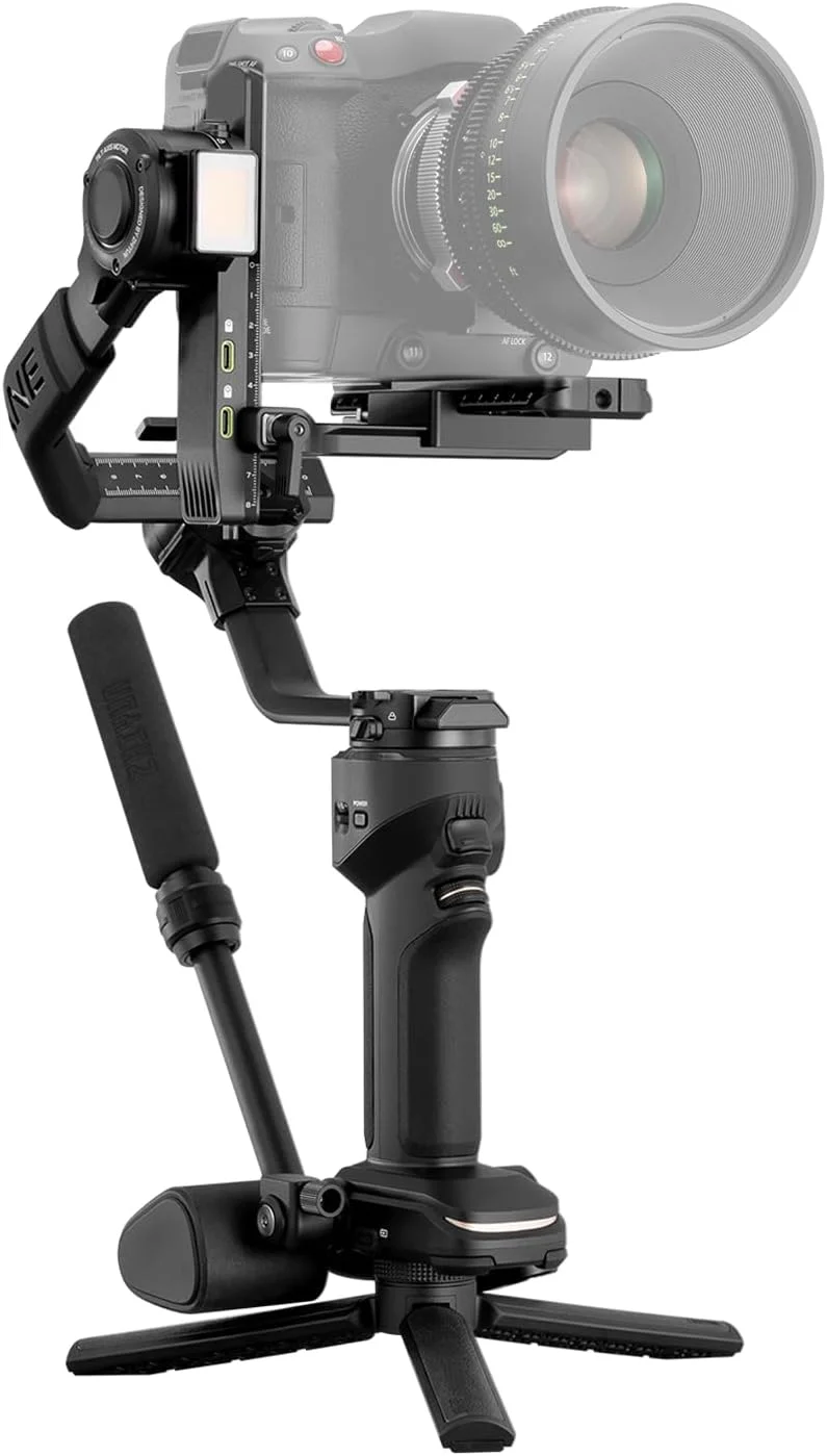 استابلایزر گیمبال ژیون کرین 4 کمبو [اورجینال] برای دوربین های DSLR و بدون آینه، گیمبال دوربین 3 محوره برای کانن نیکون سونی فوجی فیلم BMPCC 6K به همراه مچ بند ارتقا یافته، نور پرکننده، شارژ سریع PD