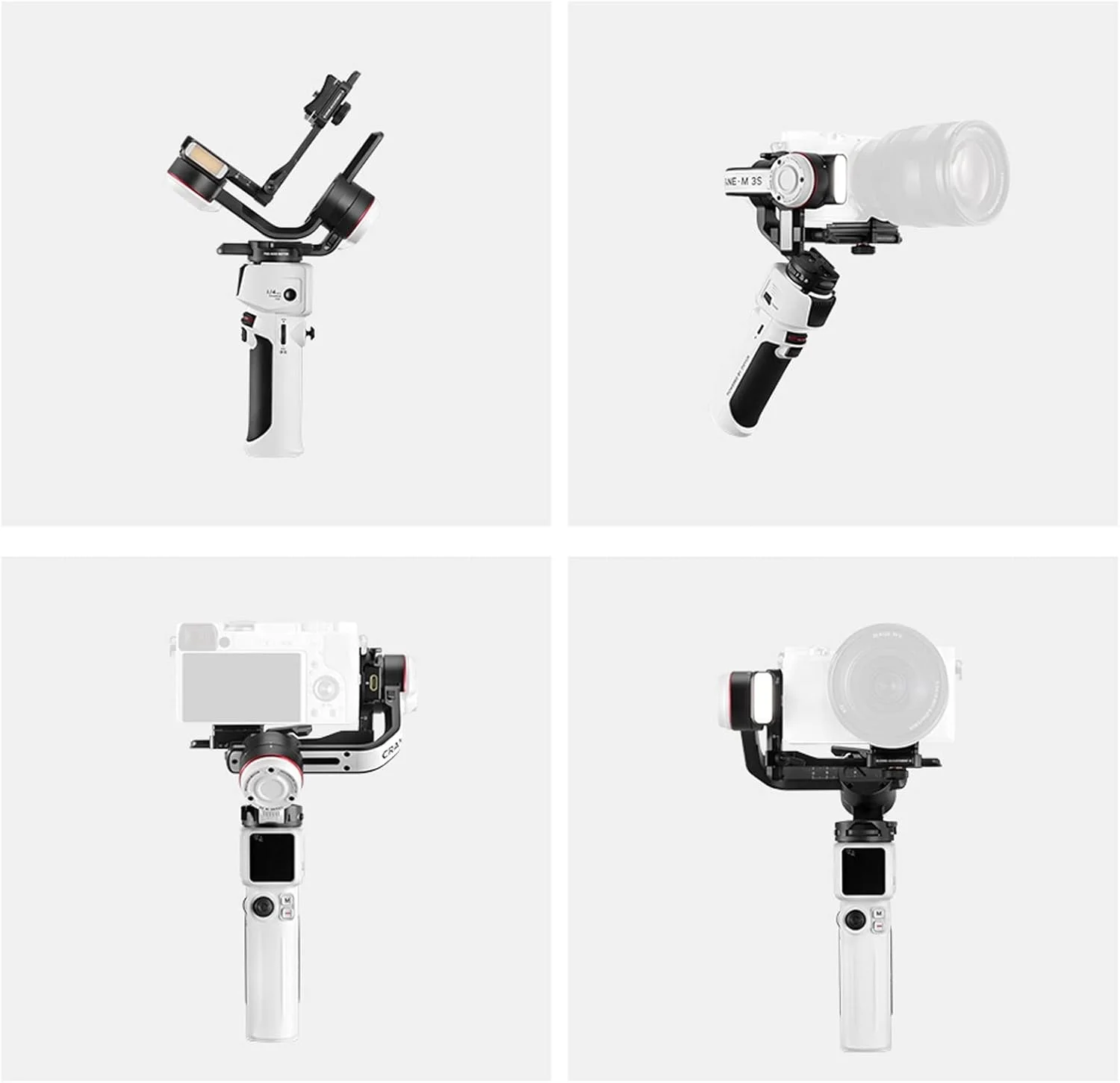 لرزشگیر گیمبال کمبو Zhiyun Crane M3S برای تلفن های هوشمند، دوربین های بدون آینه DSLR، دوربین های اکشن، گیمبال 3 محوره برای آیفون، Gopro، سونی، کانن، نیکون، فوجی فیلم، پاناسونیک، سیگما