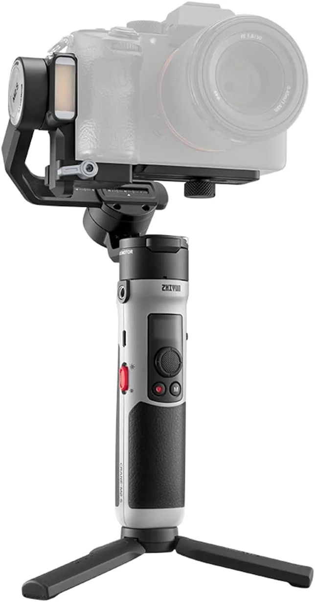 Zhiyun Crane M2S Handheld 3-Axis Gimbal with Integrated 0.66" Display & LED Fill Light 3-in-1 Compact Stabilizer for Light Weight Mirrorless Camera Smartphone Sport Action Camera