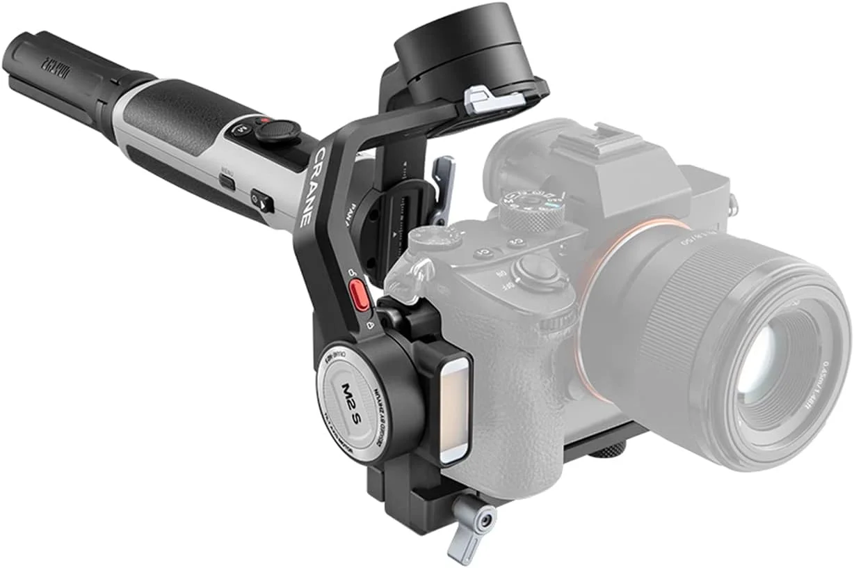 Zhiyun Crane M2S Handheld 3-Axis Gimbal with Integrated 0.66" Display & LED Fill Light 3-in-1 Compact Stabilizer for Light Weight Mirrorless Camera Smartphone Sport Action Camera