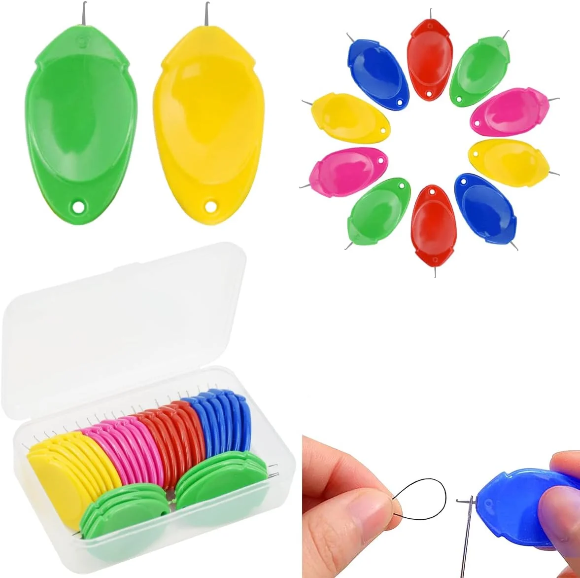 نخ‌کن سوزن لچچی 30 عددی برای خیاطی دستی و ماشینی، پلاستیکی و آلیاژ فلزی، 5 رنگ