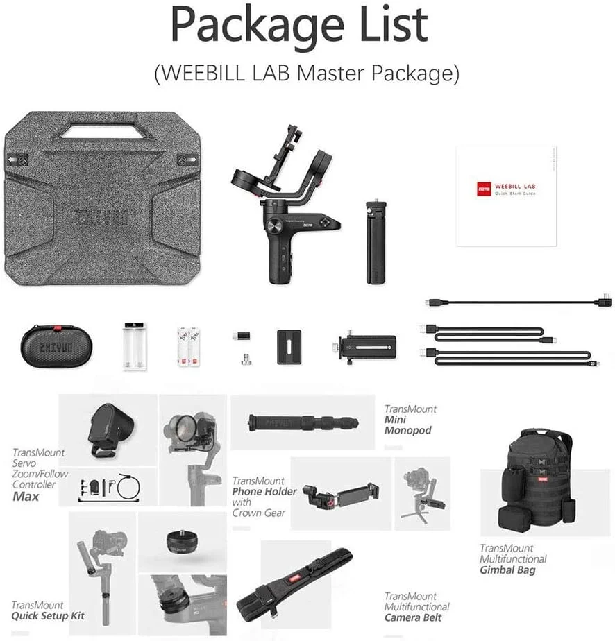 سیستم گیمبال و تثبیت کننده ZHIYUN zhi yun Weebill LAB Master Package با قابلیت انتقال زنده ویدیو برای دوربین های DSLR بزرگ تا 3.0 کیلوگرم (UK) سیستم گیمبال و تثبیت کننده ZHIYUN zhi yun Weebill LAB Master Package با قابلیت انتقال زنده ویدیو برای دوربین های DSLR بزرگ تا 3.0 کیلوگرم (UK)