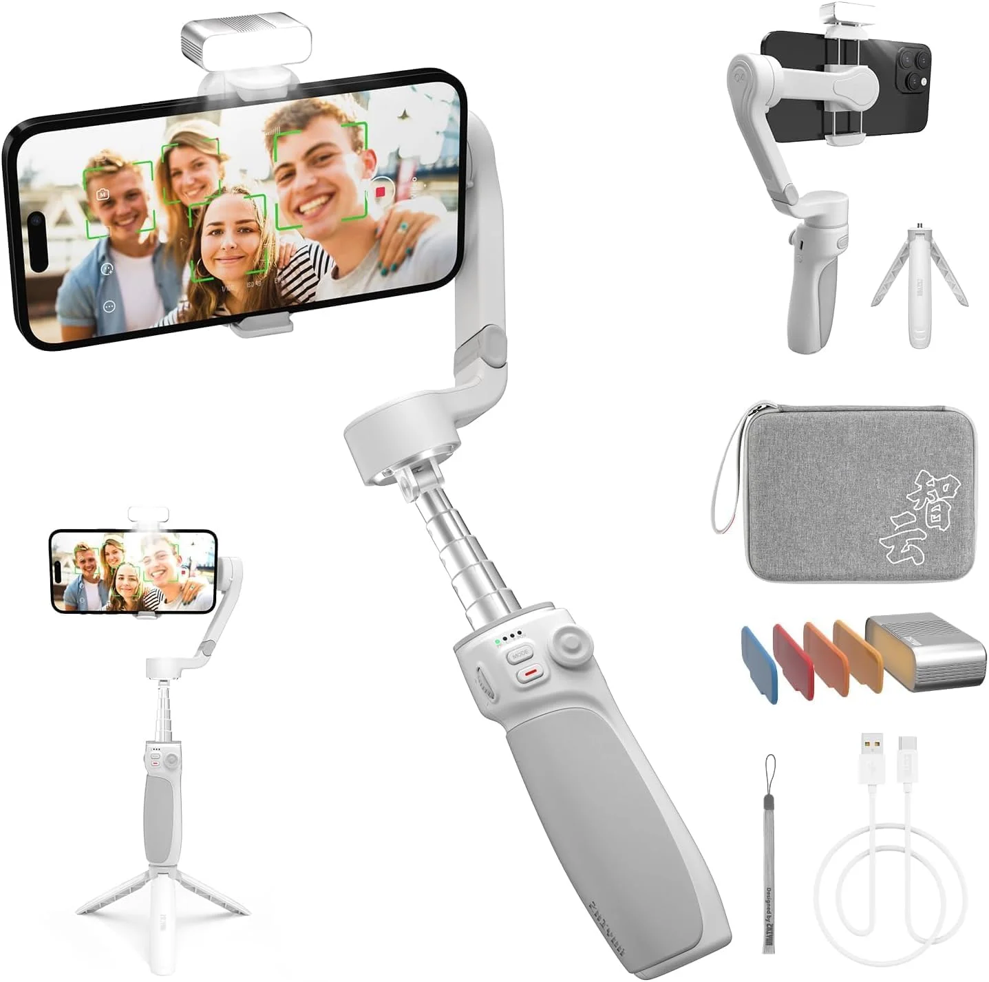 استابلایزر گیمبال کمبو ZHIYUN Smooth Q4 [اورجینال]، گیمبال تلفن هوشمند 3 محوره، دارای میله داخلی، تاشو و قابل حمل، گیمبال اندروید و آیفون، استابلایزر ولاگینگ، ویدیو TikTok YouTube