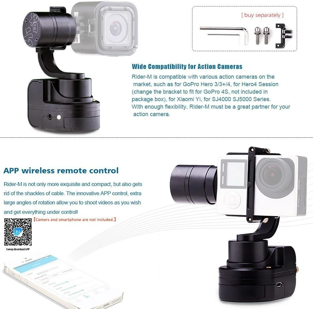 Zhiyun Rider M - 3 Axis Handheld Portable Gimbal for GoPro Cameras Zhiyun Rider M - 3 Axis Handheld Portable Gimbal for GoPro Cameras