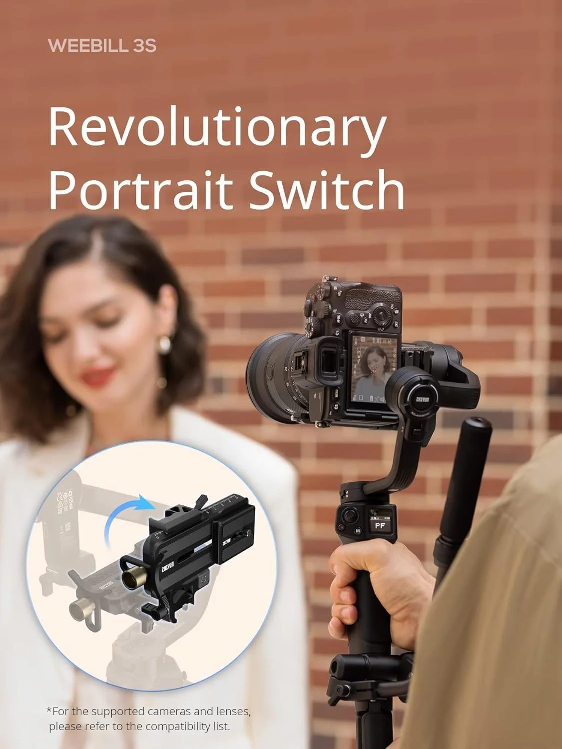 استابلایزر گیمبال کمبو ZHIYUN Weebill 3S [اورجینال] برای دوربین های DSLR و بدون آینه Canon/Nikon/Sony/Panasonic/Fujifilm، تصویربرداری عمودی، گریپ اسلینگ قابل افزایش
