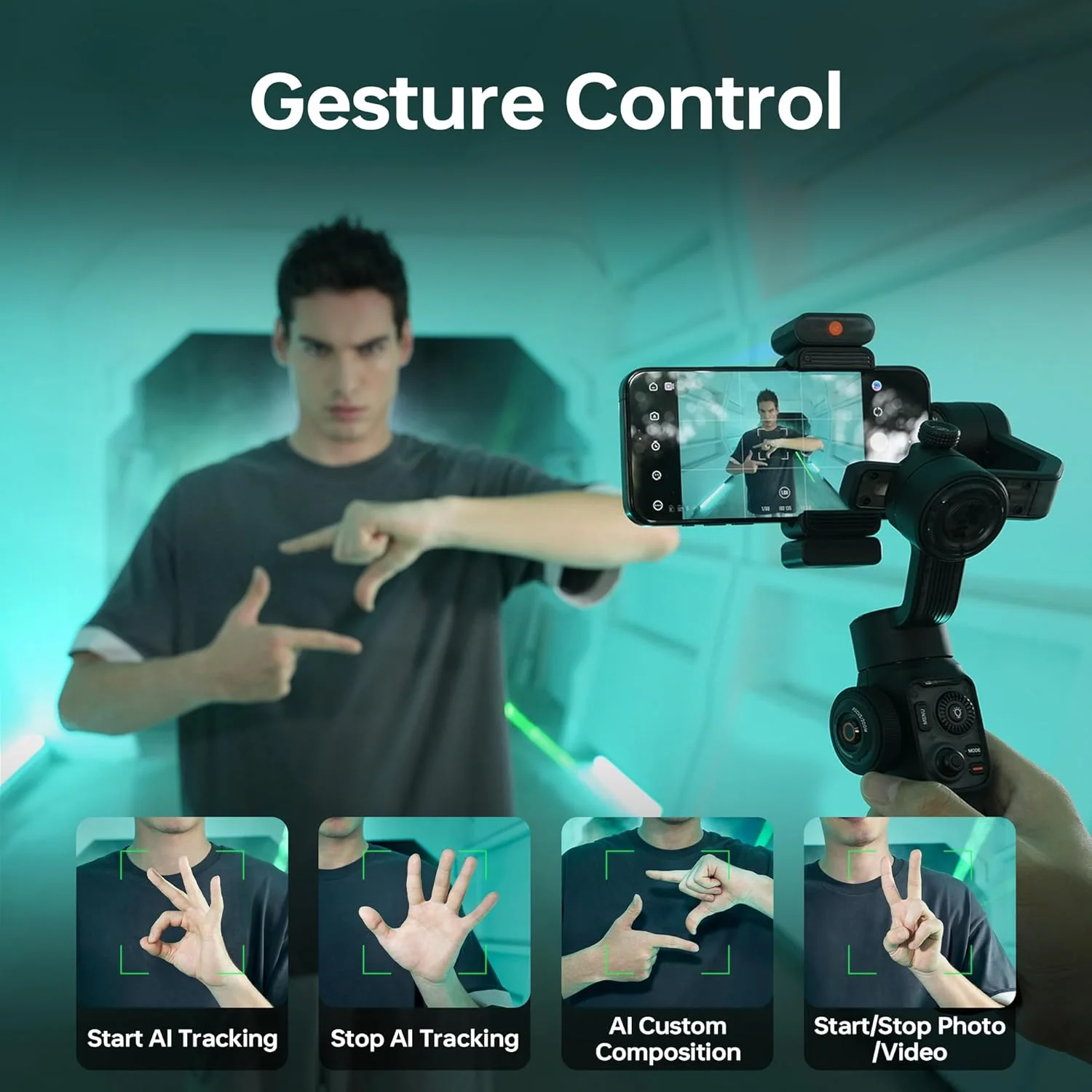 گیمبال هوشمند تلفن همراه ZHIYUN Smooth-5S AI [اورجینال]، تثبیت کننده 3 محوره تلفن همراه، گیمبال تلفن همراه با سه پایه، تثبیت کننده تلفن همراه برای ولاگ، یوتیوب، TikTok