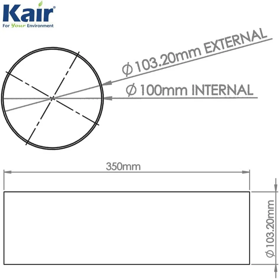 لوله کانال پلاستیکی 100 میلی متری Kair - طول کوتاه 350 میلی متر - کانال داکت مستقیم سخت لوله کانال پلاستیکی 100 میلی متری Kair - طول کوتاه 350 میلی متر - کانال داکت مستقیم سخت