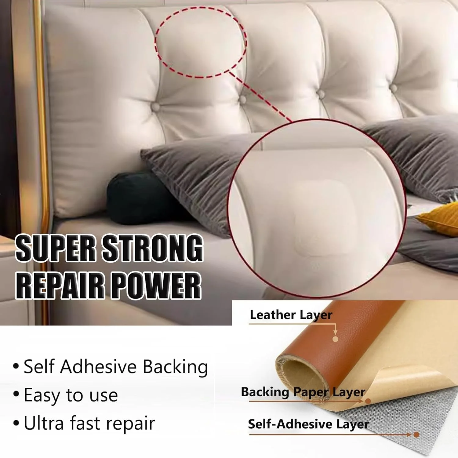 پچ تعمیر چرم خود چسب، کیت پچ تعمیر چرم، نوار چرمی ضد آب DIY برای مبلمان صندلی ماشین صندلی اداری مبل چمدان (قهوه ای روشن، 100x137 سانتی متر)