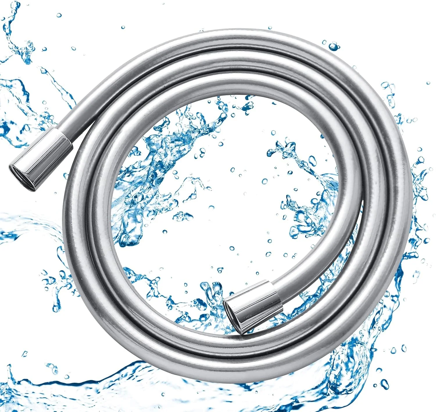 شلنگ دوش JOMOO، شلنگ جایگزین دوش دستی انعطاف پذیر 150 سانتی متری برای دوش دستی فوق العاده بلند با اتصالات برنجی ضد پیچ خوردگی مجموعه Silverflex، نصب آسان