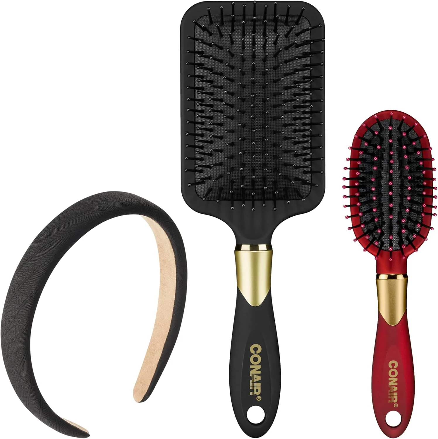 ست برس مو مخملی Conair - شامل برس مو پارویی - برس مو فر - برس مو برای زنان - برس باز کننده گره مو - برس مو مسافرتی به همراه یک تل سر هدیه