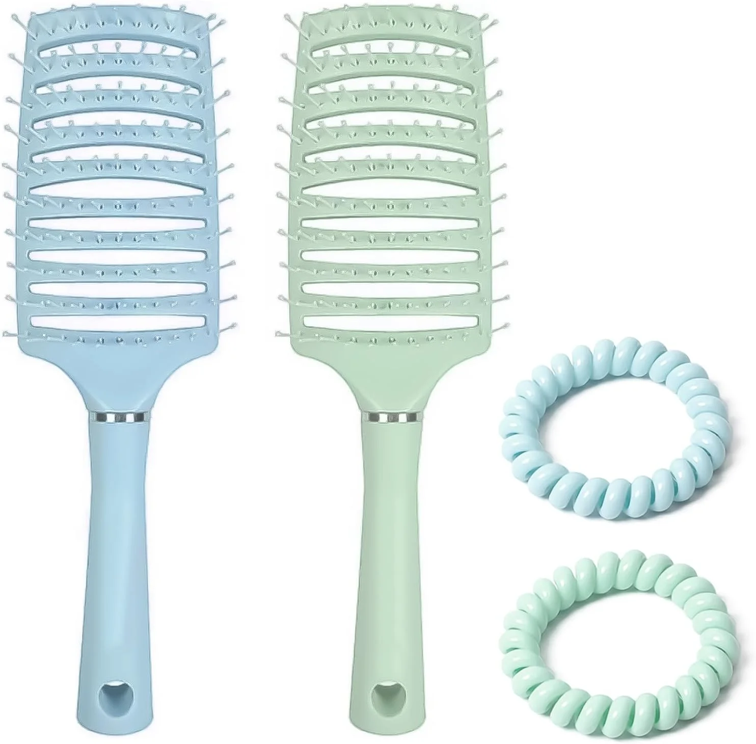 برس موی فر و موج دار CLDURHGE - بسته شامل شانه، کش مو و برس چرخشی برای موهای کوتاه - برس باز کننده گره - برس موی خیس